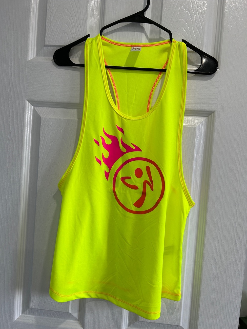 Zumba Fitness Neon Yellow Tank Top with Hot Pink Logo